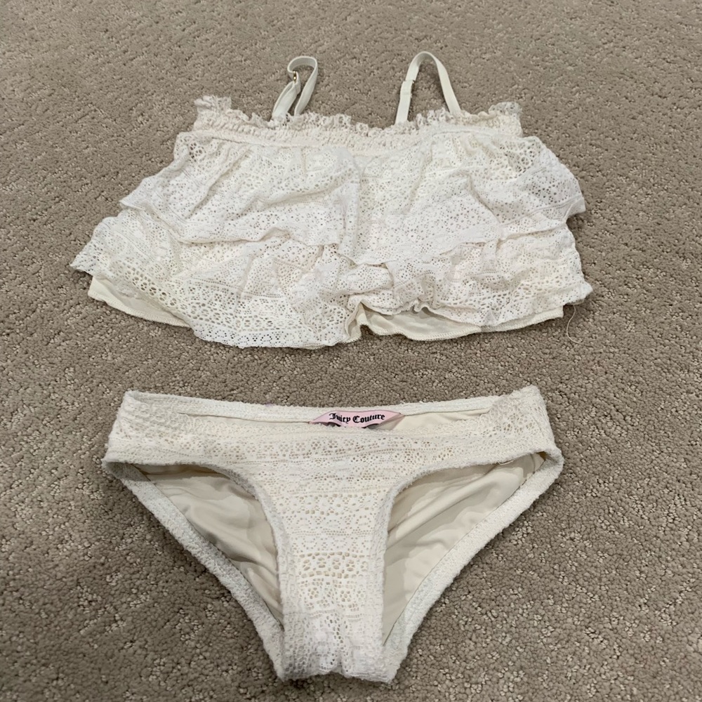 juicy couture white spandex lace swimsuit